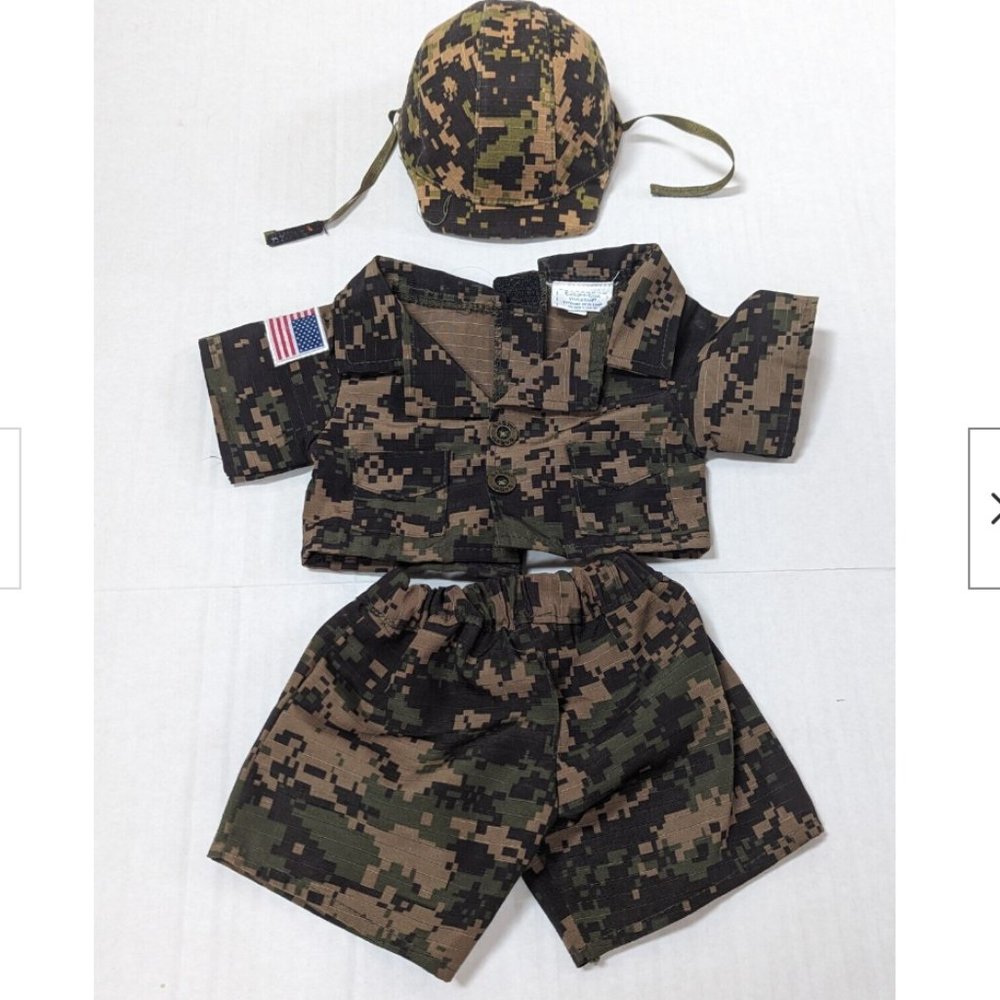 Build A Bear Army Outfit Pants, Shirt, Helmet USA Camo 3 Piece